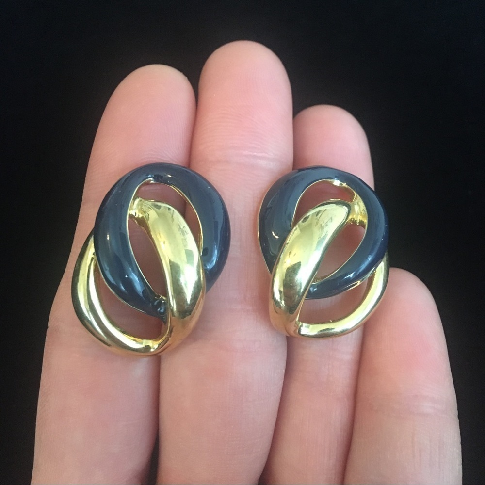 Vintage Napier Blue and Gold Tone Earrings